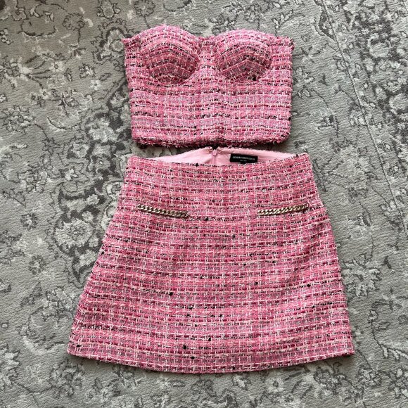 Generation Love Dresses & Skirts - Generation Love Tweed Mini Skirt With Chain Detail & Matching Bustier
